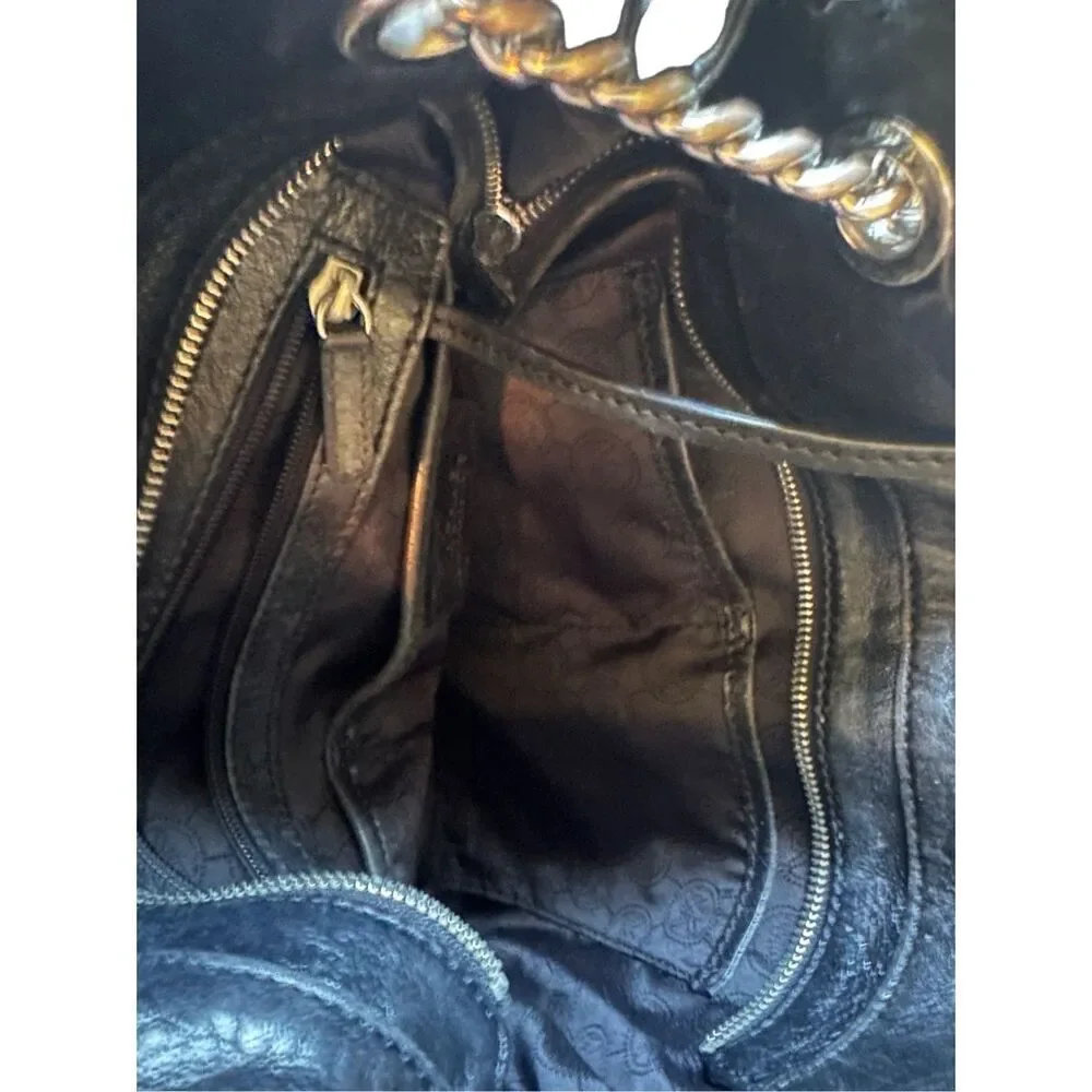 Michael Kors black leather with chain detail